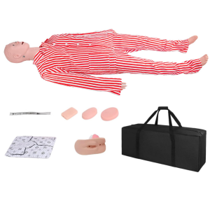 Patient Care Nursing Medical Manikin, Multifunction CPR Human Manikins 25 Items Nurse Skills Wound Demonstration with 3 Muscle Module & Patient Gown & Urinary Catheter for Teaching Pratice