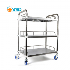 Light and Strong Hospital Patient Trolley Nurse Dental Surgery Trolley Beauty Equipment Three-Layer Stainless Steel Treatment