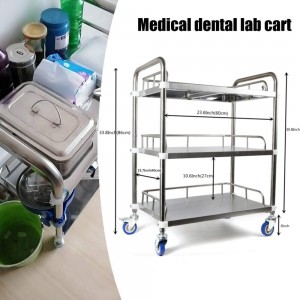 Light and Strong Hospital Patient Trolley Nurse Dental Surgery Trolley Beauty Equipment Three-Layer Stainless Steel Treatment