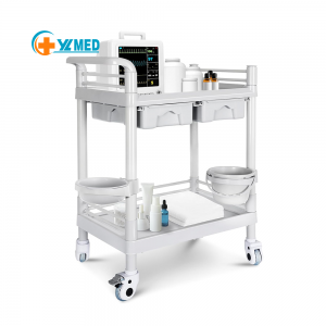 Hospital Dental Clinic Medical 2 floor 2 drawer trolley, rotating wheels, heavy medical practical trolley